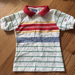 Vintage70's 80s Kids Ocean Pacific OP Striped Polo Shirt  Size 5